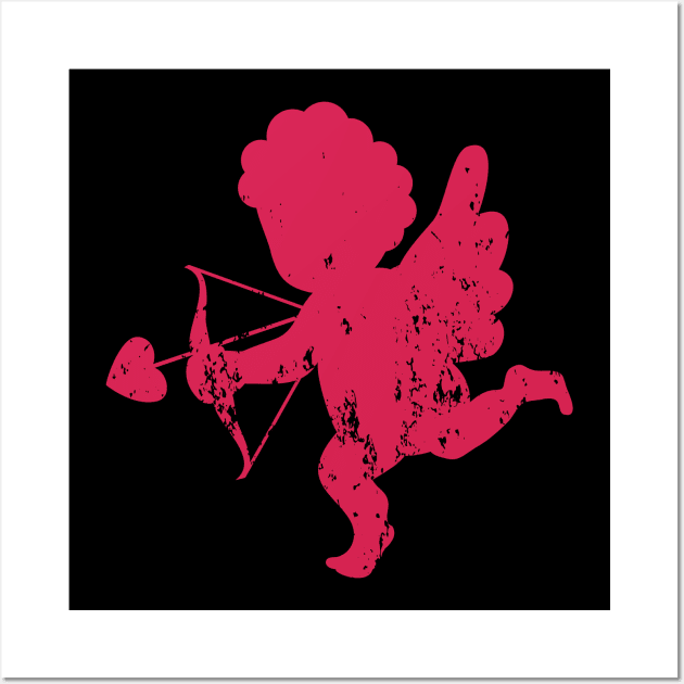 Retro Vintage Grunge Valentine's Day Cupid Wall Art by valentinesday